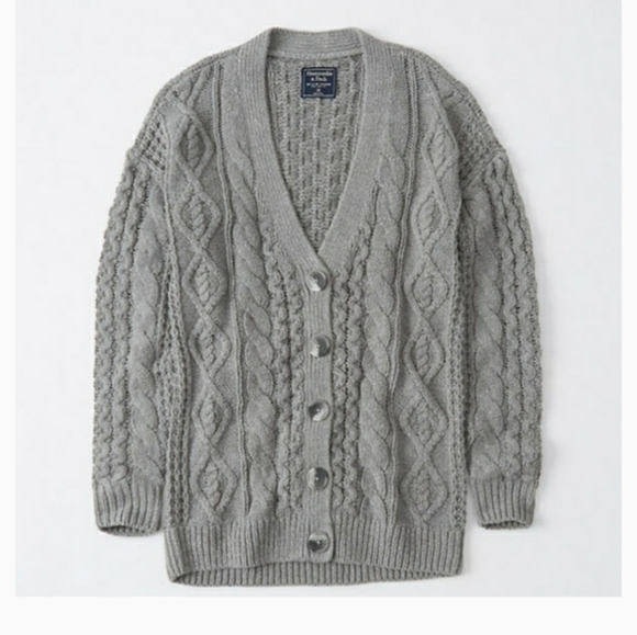Abercrombie Small Cable Cardigan Grey 